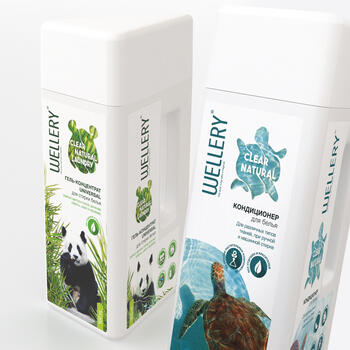 Wellery NATURAL detergents packaging design 